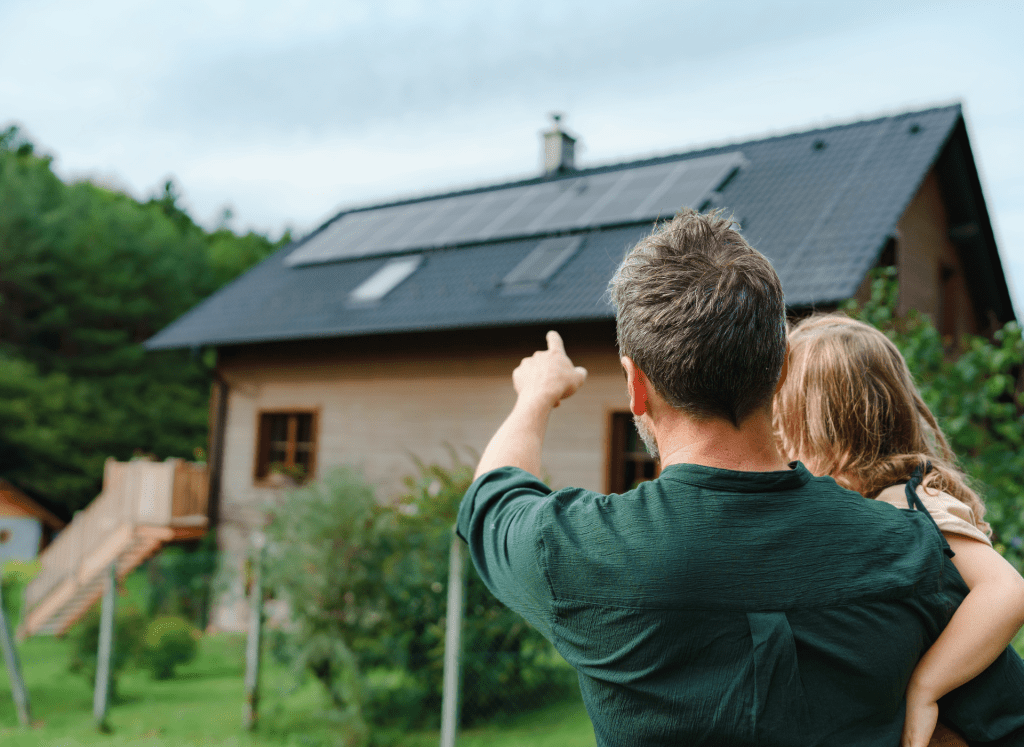 Solar panels on family home roof